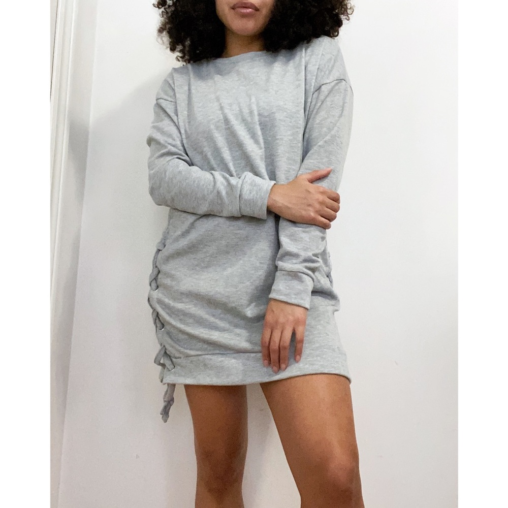 Sweater Dress with Lace-up Detail